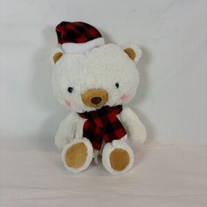 Hallmark Christmas Teddy Bear Buffalo Plaid Hat Scarf Holiday Plush
